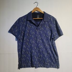 Van Heusen Blue Patterned Men's Polo Shirt Size Xl